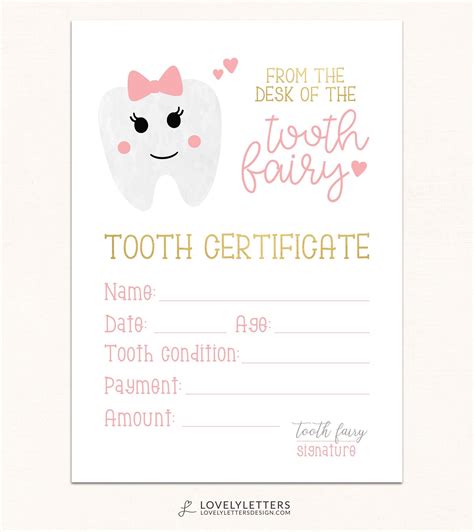 Tooth Fairy Printable Certificate