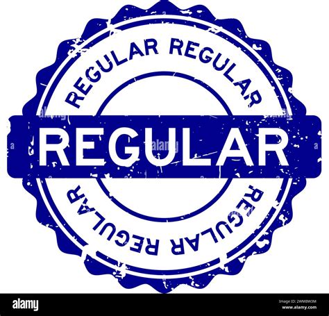 Grunge Blue Regular Word Round Rubber Seal Stamp On White Background