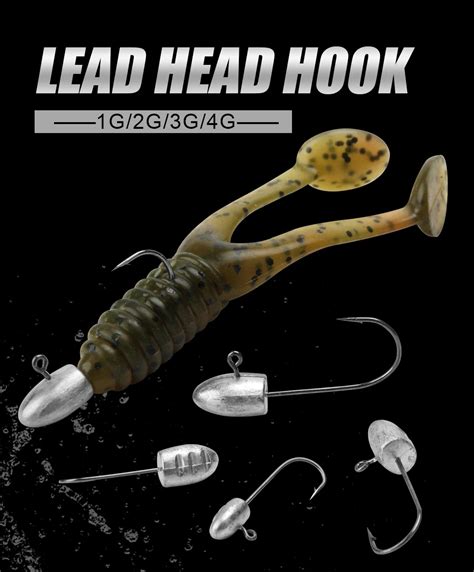 Spinpoler 1g 2g 3g 4g Soft Worm Jig Heads Hook Soft Artificial Bait