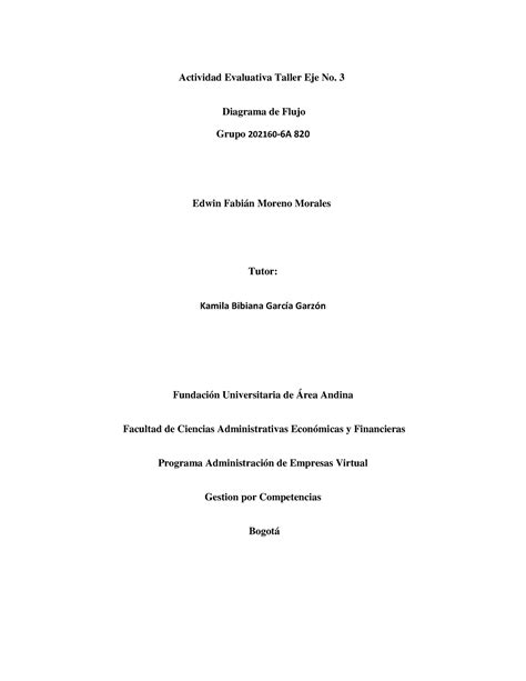 Actividad Evaluativa Taller Eje No 3 Diagrama De Flujo Grupo 202160