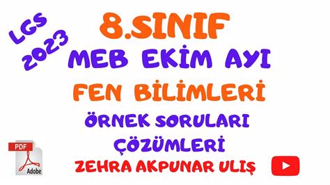 Meb Ek M Ay Fen Bilimleri Rnek Sorular Z M Lgs Youtube