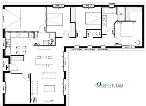 Planos de Casas en L con 3 Dormitorios Planos de casas contemporáneas