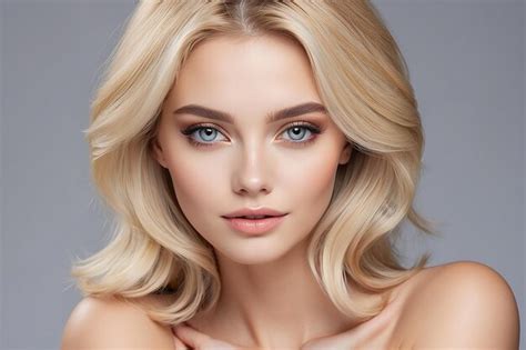 Premium Photo Woman With Beautiful Face And Clear Skin Sexy Blonde Woman Attractive Blonde Model
