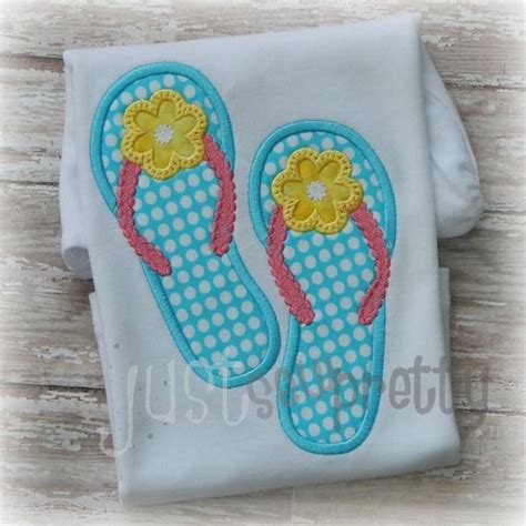 Machine Embroidery Design Flip Flops With Bow Instant Download Etsy