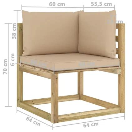 Vidaxl Pallet Lounge Set Hoekbank Middenbank Tafel Voetenbank