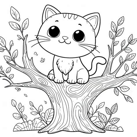 Gato Fofo No Galho Para Colorir Desenhos Pintar E Colorir Verloop Io