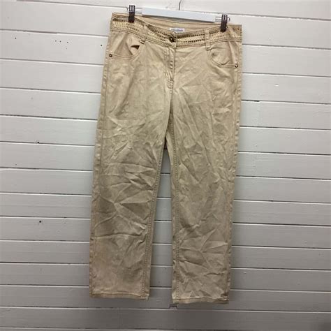 Queenspark Womens Size 14 Straight Jeans Beige (s)