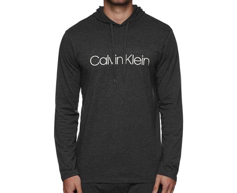 Calvin Klein Sleepwear Mens Chill Long Sleeve Hoodie Black Heather