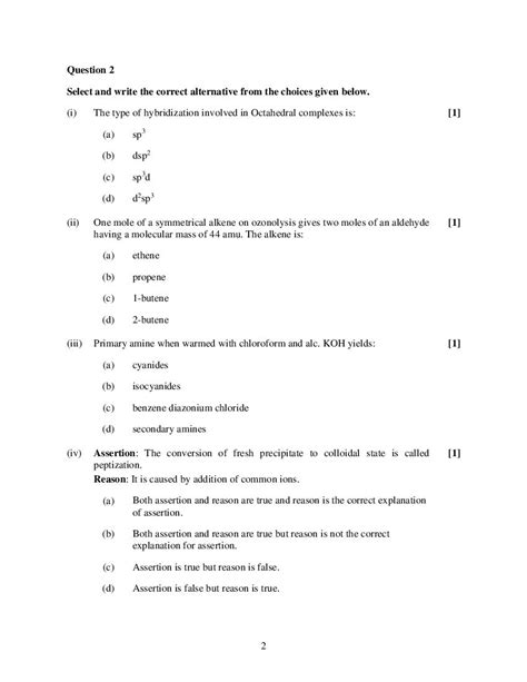 Isc Class 12 Sample Paper 2022 Chemistry Specimen Question Paper