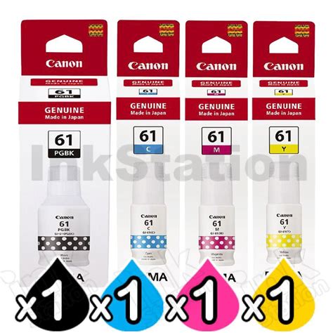 Canon Pack Genuine Gi Ink Bottle Bk C M Y Ink Cartridges