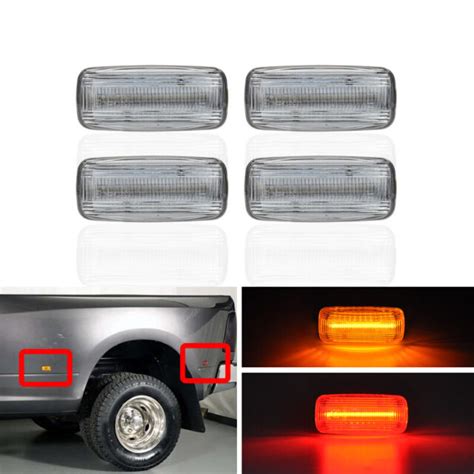 4x Led Dually Bed Fender Side Marker Lights For Dodge Ram 2500 Hd 3500