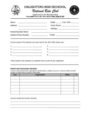 Fillable Online National Beta Club Fax Email Print Pdffiller