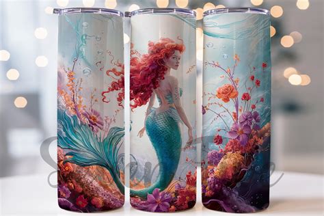 Beautiful Mermaid Tumbler Wrap Png Graphic By Sevenfive · Creative Fabrica