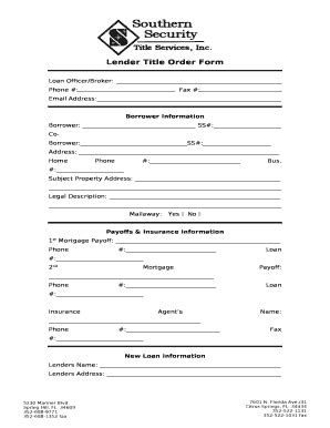 Lender Title Request Doc Template PdfFiller