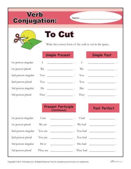 Verb Conjugation To Cut Didactalia Material Educativo