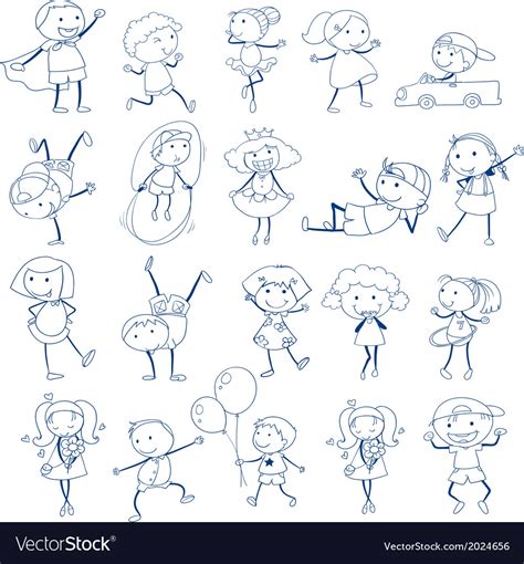 Sketch of kids playing Royalty Free Vector Image