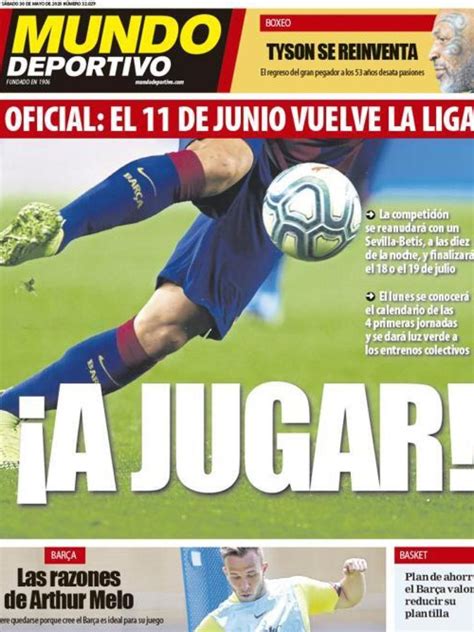 La Portada Del Diario Mundo Deportivo 30 05 2020