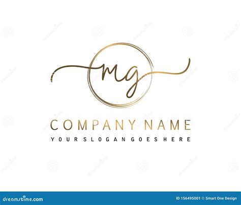 MG Initial Handwriting Logo Circle Hand Drawn Template Vector Stock