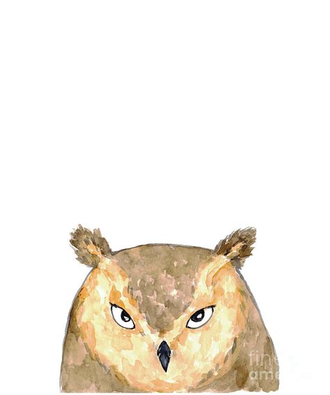 Owl Peeking Painting Wall Poster Watercolor Painting By Maryna Salagub