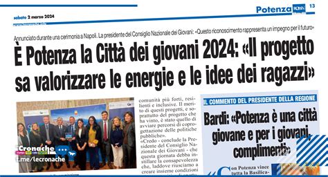 POTENZA È LA CITTÀ ITALIANA DEI GIOVANI 2024