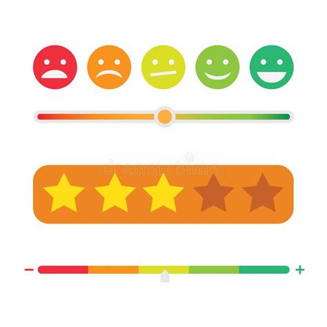 Bewertung Der Zufriedenheit Emoticon Bar Und Sterne Feedback Review