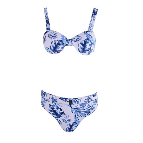 Famous Shoes Set Bikini Floral Ψηλόμεσο Μπλε CP20244 BLUE Skroutz gr