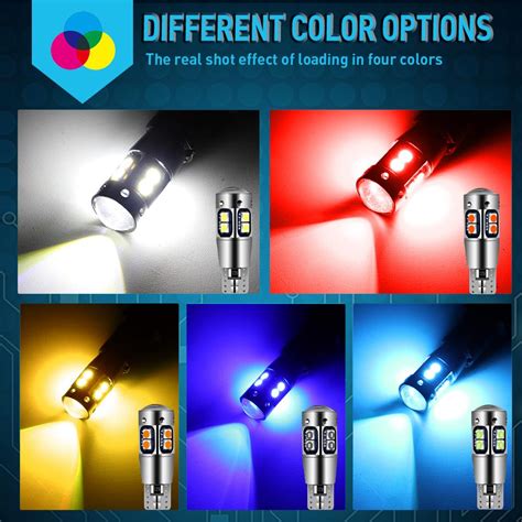 Купить 2шт W5W T10 LED Canbus Без ошибок 12V 6000K 3030 9SMD Auto 5W5 ...