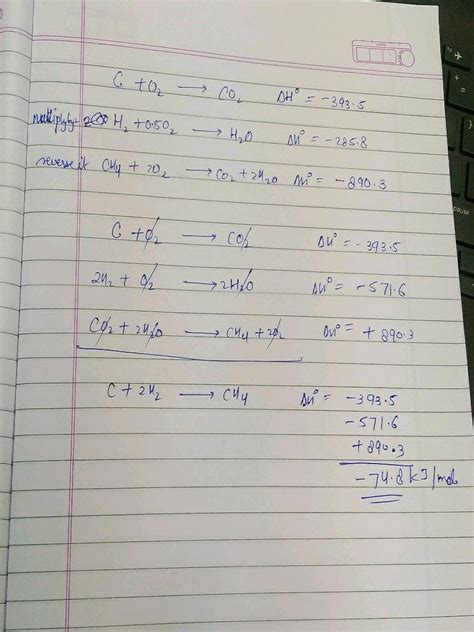 Given Cgraphite O2g→ Co2gΔ Rho 3935 Kj Mol 1 H2g 1