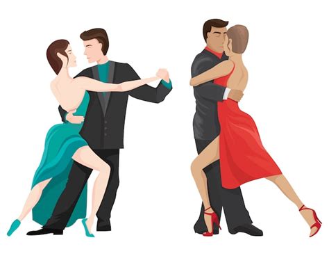 Premium Vector | Couples dancing tango. male and female characters in ...