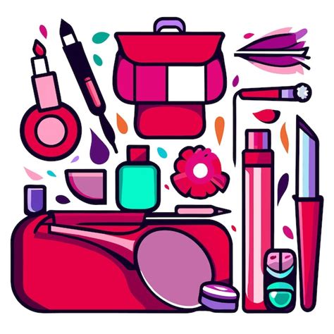 Conjunto De Accesorios De Belleza O Cosméticos O Maquillaje Colección Ilustración Vectorial