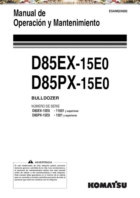 PDF Manual Operacion Mantenimiento Bulldozer D85ex Px Komatsu