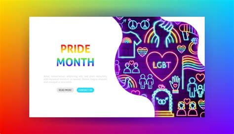 Premium Vector Pride Month Neon Landing Page