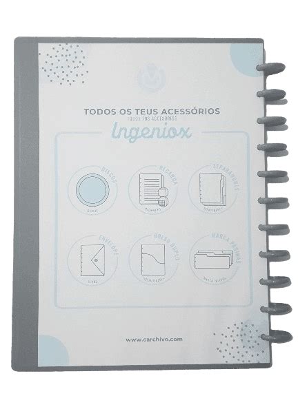 Caderno Ingeniox A5 100 folhas extraíveis tira e põe Pautado azul