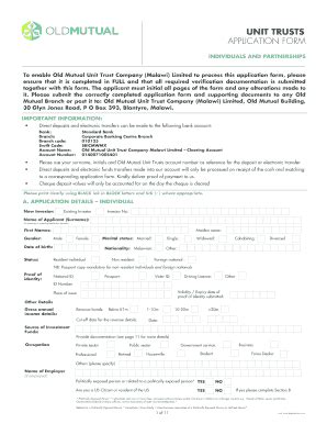 Fillable Online Oldmutual Co B Unit Trusts Application Form