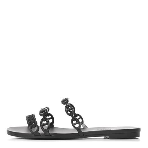 Hermes Rubber Chaine D Ancre Rivage Sandals Black Fashionphile