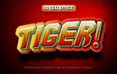 Premium Vector Tiger D Editable Text Effect Style