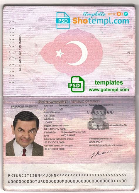 Turkey Passport Template In Psd Format Fully Editable Passport