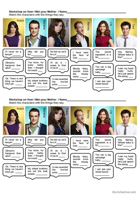 Himym Workshop Video Or Movi English Esl Worksheets Pdf Doc