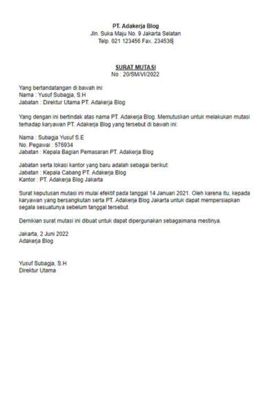 4 Contoh Surat Promosi Jabatan And Format Suratnya