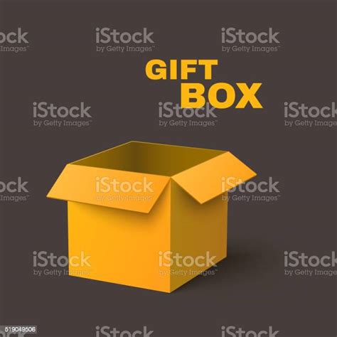 Open Yellow Box Isolated On Dark Background Vector Stock Illustration