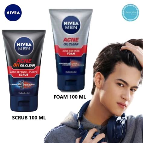 Nivea Men Acne 8h Oil Clear Acne Defense Purify Scrub Foam 100ml Lazada Indonesia