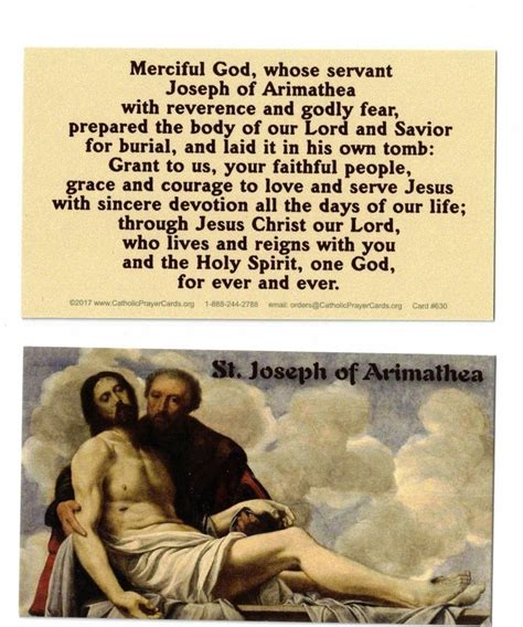 Saint Joseph Of Arimathea Prayer Card