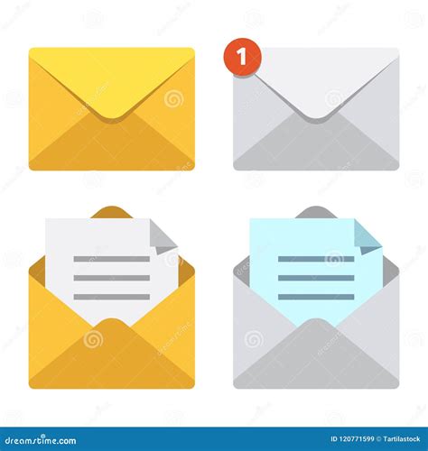 Letter in Mail Envelope. Mailbox Notification or Email Message Icons ...