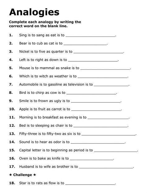 Analogies Worksheet Artofit