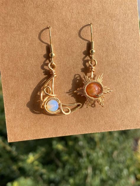 Golden Sun And Moon Wire Wrapped Crystal Earrings Artofit