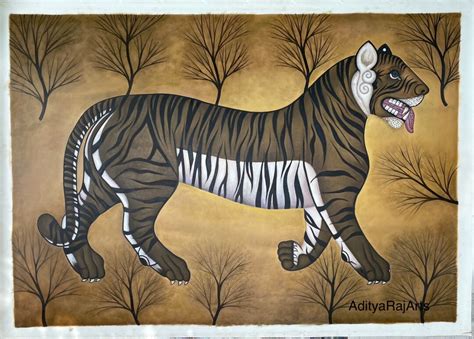 Ancient Tiger Painting, Indian Tiger Oil Painting Customised - Etsy