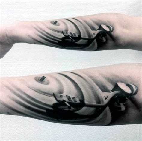 50 Vinyl Record Tattoo Designs For Men - Long Playing Ink Ideas