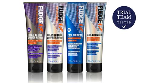 Fudge Professional Clean Blonde Damage Rewind Shampoo And Conditioner And Cool Brunette Blue