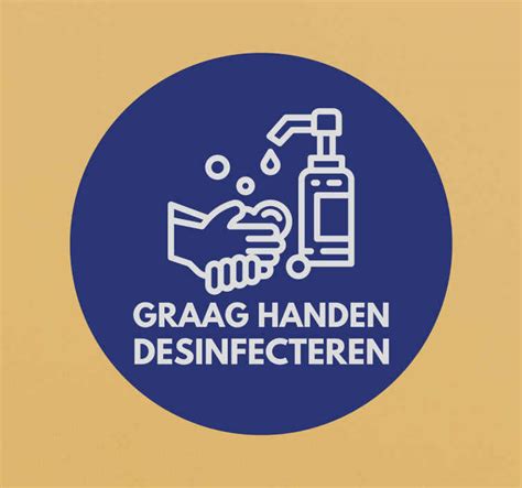 Aanwijzingen Muurstickers Handen Desinfecteren TenStickers