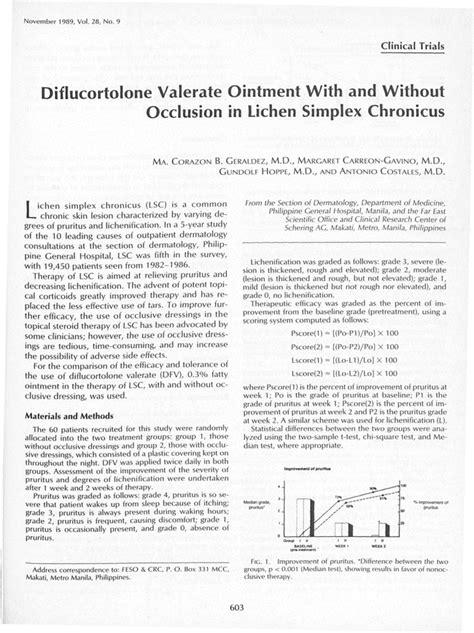 Diflucortolone Valerate Ointment With And Without Occlusion In Lichen